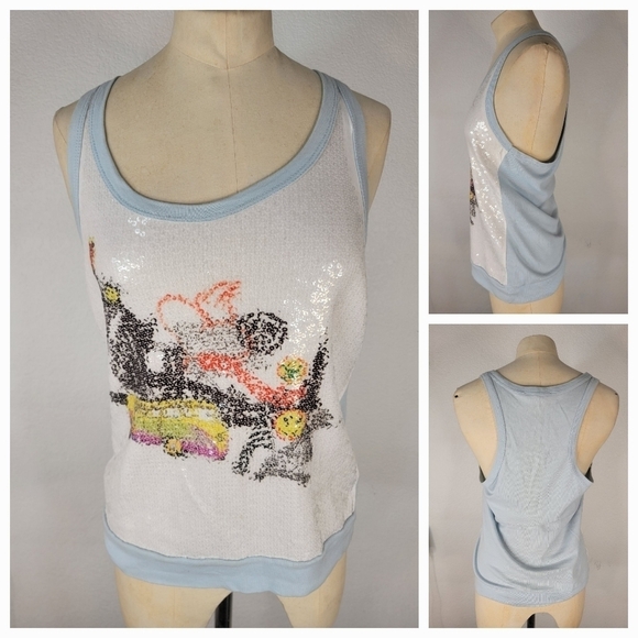 Ross Disera Sequin Tank Top Sz 44 (S/M) Racer Back Sleeveless Italy Made - Picture 1 of 6